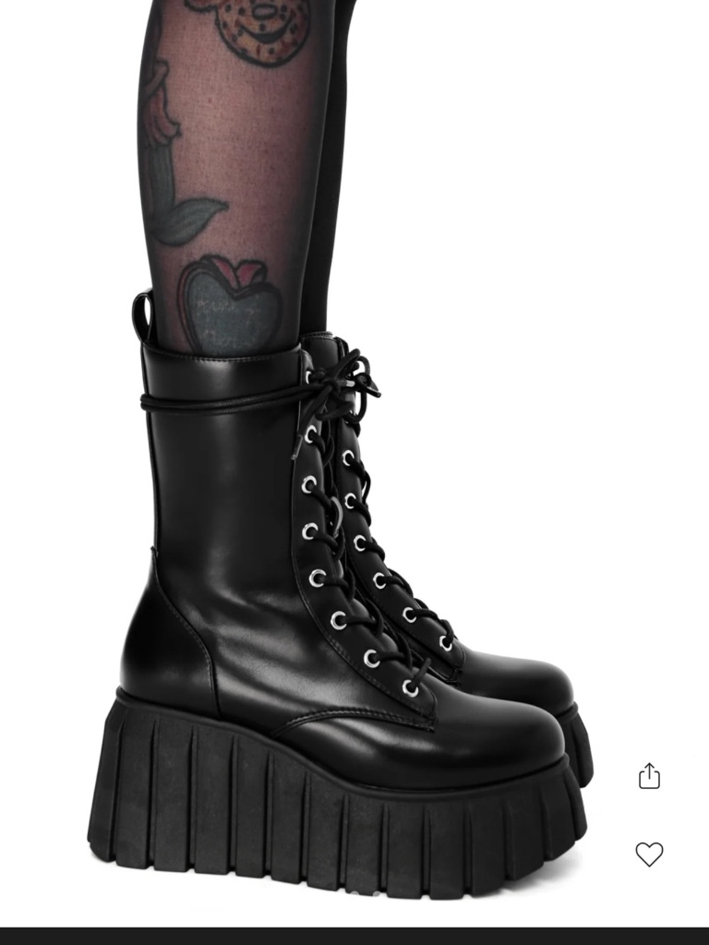 Foxblood Max Platform Lace-Up Combat Boots — Black